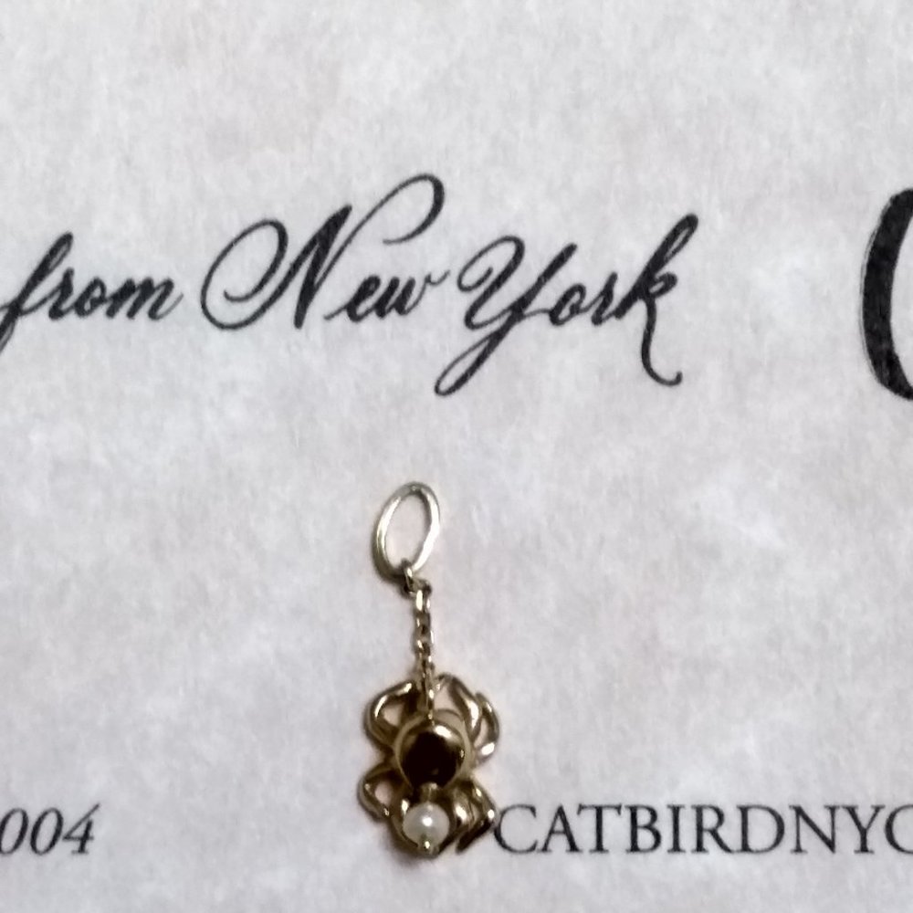 Catbird 14k gold Gentle Spider Charm with Pearl